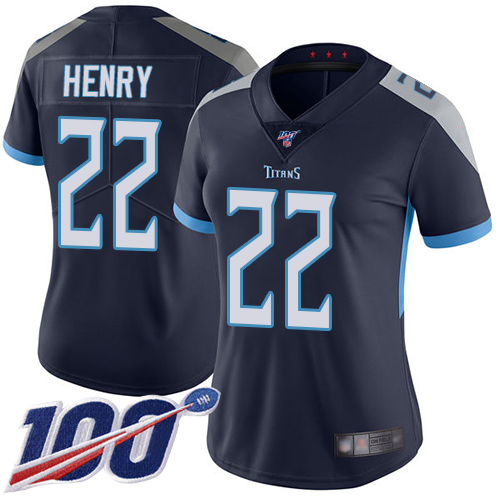 Nike Titans #22 Derrick Henry Navy Blue Team Color Women's Stitched NFL 100th Season Vapor Limited Jersey Nike Titans #22 Derrick Henry Navy Blue Team Color Women's Stitched NFL 100th Season Vapor Limited Jersey