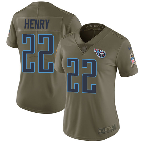 Nike Titans #22 Derrick Henry Olive Women's Stitched NFL Limited 2017 Salute to Service Jersey Nike Titans #22 Derrick Henry Olive Women's Stitched NFL Limited 2017 Salute to Service Jersey