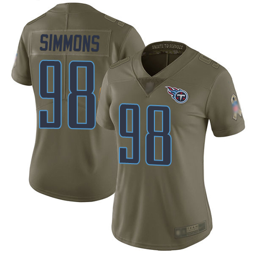 Nike Titans #98 Jeffery Simmons Olive Women's Stitched NFL Limited 2017 Salute to Service Jersey Nike Titans #98 Jeffery Simmons Olive Women's Stitched NFL Limited 2017 Salute to Service Jersey