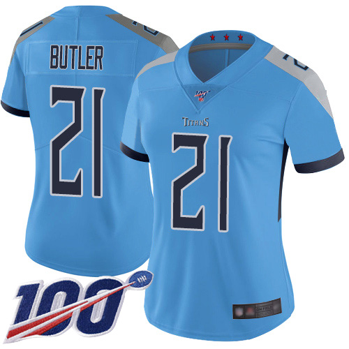 Nike Titans #21 Malcolm Butler Light Blue Alternate Women's Stitched NFL 100th Season Vapor Limited Jersey Nike Titans #21 Malcolm Butler Light Blue Alternate Women's Stitched NFL 100th Season Vapor Limited Jersey