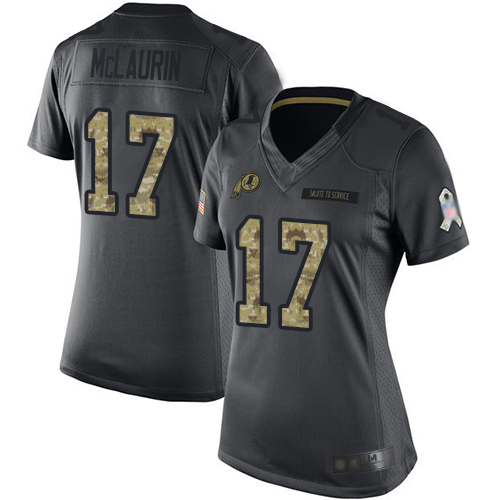 Nike Redskins #17 Terry McLaurin Black Women's Stitched NFL Limited 2016 Salute to Service Jersey