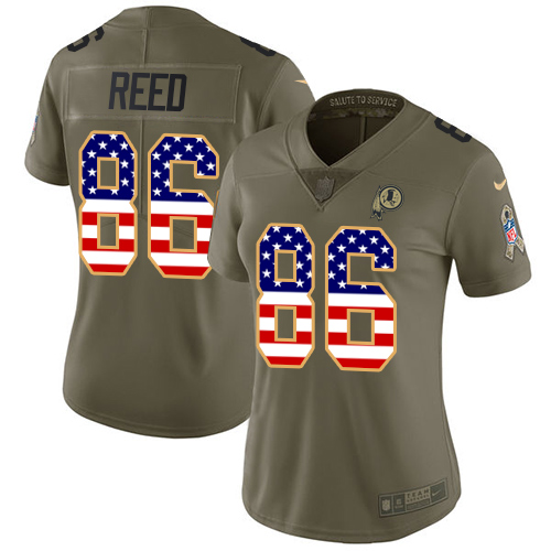 Nike Redskins #86 Jordan Reed Olive/USA Flag Women's Stitched NFL Limited 2017 Salute to Service Jersey Nike Redskins #86 Jordan Reed Olive/USA Flag Women's Stitched NFL Limited 2017 Salute to Service Jersey