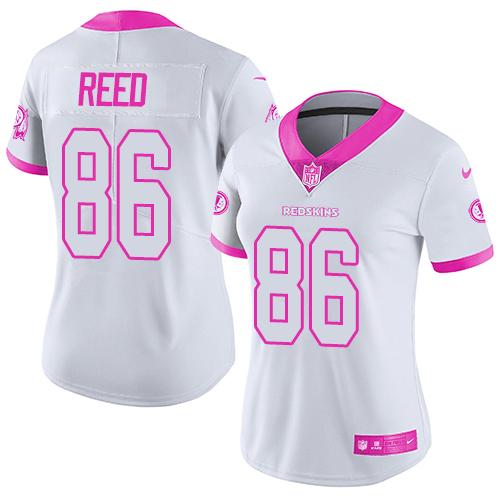 Nike Redskins #86 Jordan Reed White/Pink Women's Stitched NFL Limited Rush Fashion Jersey Nike Redskins #86 Jordan Reed White/Pink Women's Stitched NFL Limited Rush Fashion Jersey