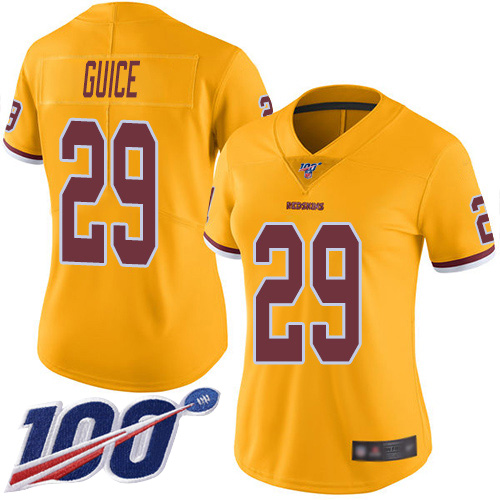 Nike Redskins #29 Derrius Guice Gold Women's Stitched NFL Limited Rush 100th Season Jersey Nike Redskins #29 Derrius Guice Gold Women's Stitched NFL Limited Rush 100th Season Jersey