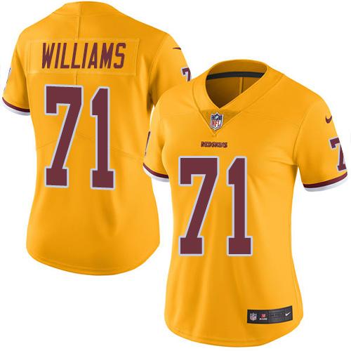 Nike Redskins #71 Trent Williams Gold Women's Stitched NFL Limited Rush Jersey Nike Redskins #71 Trent Williams Gold Women's Stitched NFL Limited Rush Jersey