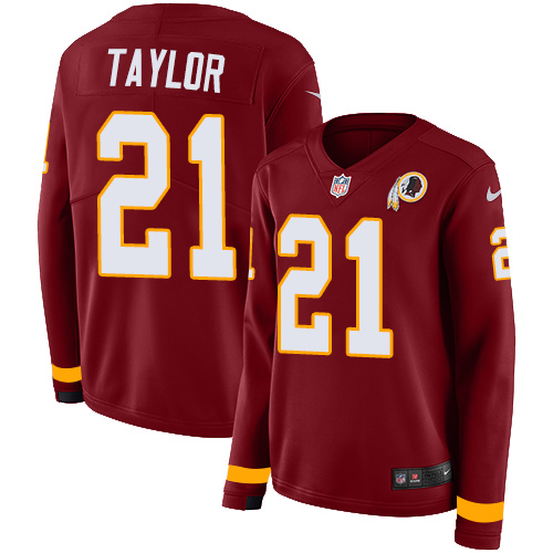 Nike Redskins #21 Sean Taylor Burgundy Red Team Color Women's Stitched NFL Limited Therma Long Sleeve Jersey Nike Redskins #21 Sean Taylor Burgundy Red Team Color Women's Stitched NFL Limited Therma Long Sleeve Jersey