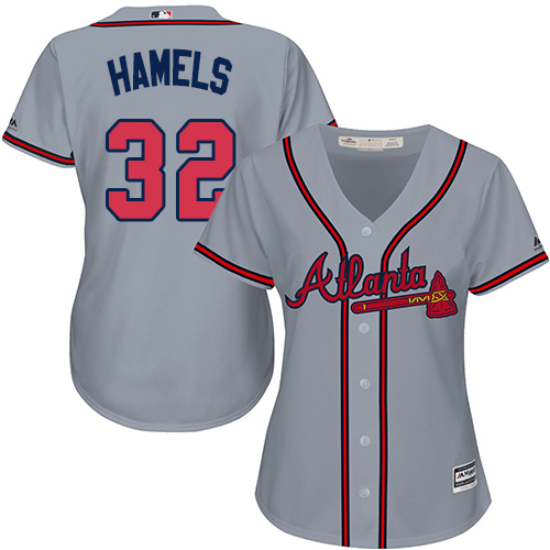 Braves #32 Cole Hamels Grey Road Women's Stitched MLB Jersey Braves #32 Cole Hamels Grey Road Women's Stitched MLB Jersey