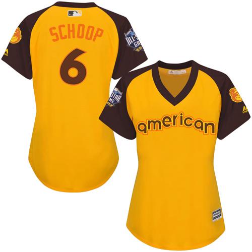 Orioles #6 Jonathan Schoop Gold 2016 All-Star American League Women's Stitched MLB Jersey Orioles #6 Jonathan Schoop Gold 2016 All-Star American League Women's Stitched MLB Jersey