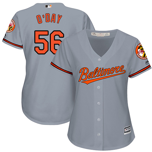 Orioles #56 Darren O'Day Grey Road Women's Stitched MLB Jersey