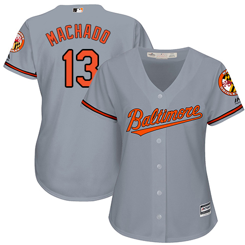 Orioles #13 Manny Machado Grey Road Women's Stitched MLB Jersey Orioles #13 Manny Machado Grey Road Women's Stitched MLB Jersey