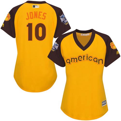 Orioles #10 Adam Jones Gold 2016 All-Star American League Women's Stitched MLB Jersey Orioles #10 Adam Jones Gold 2016 All-Star American League Women's Stitched MLB Jersey