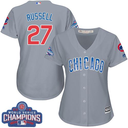 Cubs #27 Addison Russell Grey Road 2016 World Series Champions Women's Stitched MLB Jersey Cubs #27 Addison Russell Grey Road 2016 World Series Champions Women's Stitched MLB Jersey