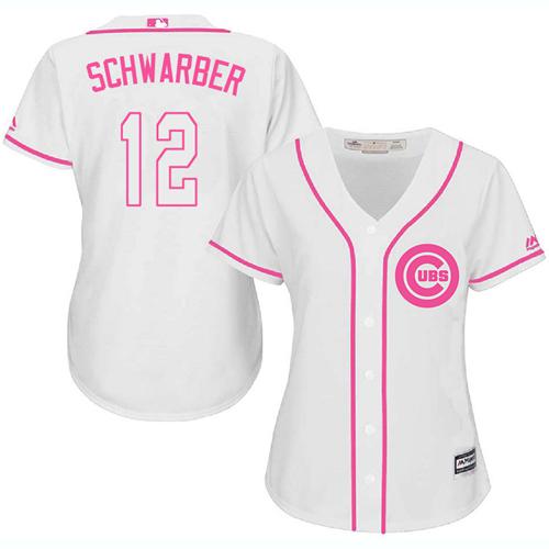 Cubs #12 Kyle Schwarber White/Pink Fashion Women's Stitched MLB Jersey Cubs #12 Kyle Schwarber White/Pink Fashion Women's Stitched MLB Jersey