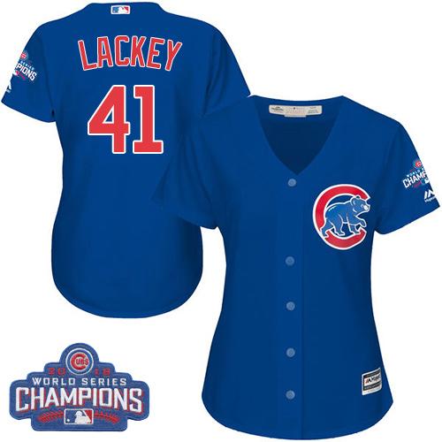 Cubs #41 John Lackey Blue Alternate 2016 World Series Champions Women's Stitched MLB Jersey Cubs #41 John Lackey Blue Alternate 2016 World Series Champions Women's Stitched MLB Jersey