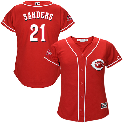 Reds #21 Reggie Sanders Red Alternate Women's Stitched MLB Jersey Reds #21 Reggie Sanders Red Alternate Women's Stitched MLB Jersey