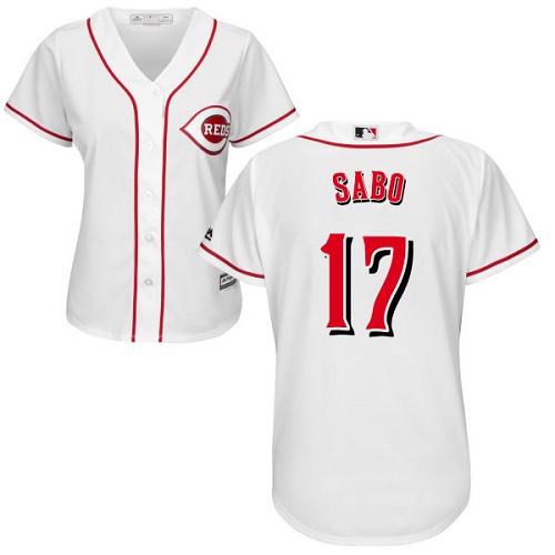 Reds #17 Chris Sabo White Home Women's Stitched MLB Jersey Reds #17 Chris Sabo White Home Women's Stitched MLB Jersey