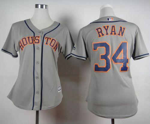 Astros #34 Nolan Ryan Grey Road Women's Stitched MLB Jersey Astros #34 Nolan Ryan Grey Road Women's Stitched MLB Jersey