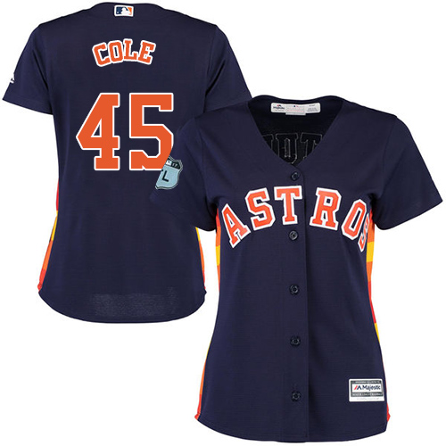Astros #45 Gerrit Cole Navy Blue Alternate Women's Stitched MLB Jersey Astros #45 Gerrit Cole Navy Blue Alternate Women's Stitched MLB Jersey