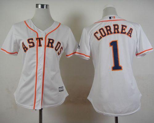 Astros #1 Carlos Correa White Home Women's Stitched MLB Jersey Astros #1 Carlos Correa White Home Women's Stitched MLB Jersey
