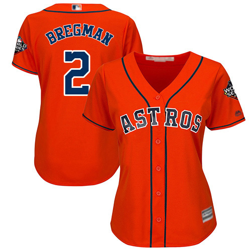 Astros #2 Alex Bregman Orange Alternate 2019 World Series Bound Women's Stitched MLB Jersey Astros #2 Alex Bregman Orange Alternate 2019 World Series Bound Women's Stitched MLB Jersey