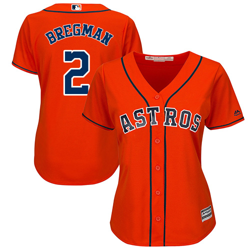 Astros #2 Alex Bregman Orange Alternate Women's Stitched MLB Jersey Astros #2 Alex Bregman Orange Alternate Women's Stitched MLB Jersey