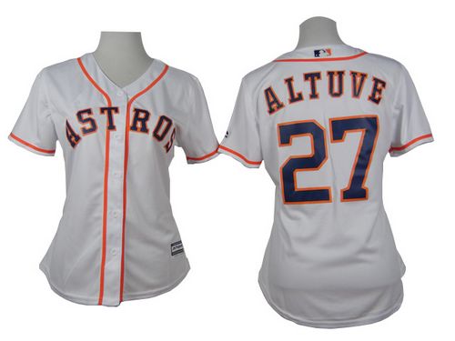 Astros #27 Jose Altuve White Home Women's Stitched MLB Jersey Astros #27 Jose Altuve White Home Women's Stitched MLB Jersey