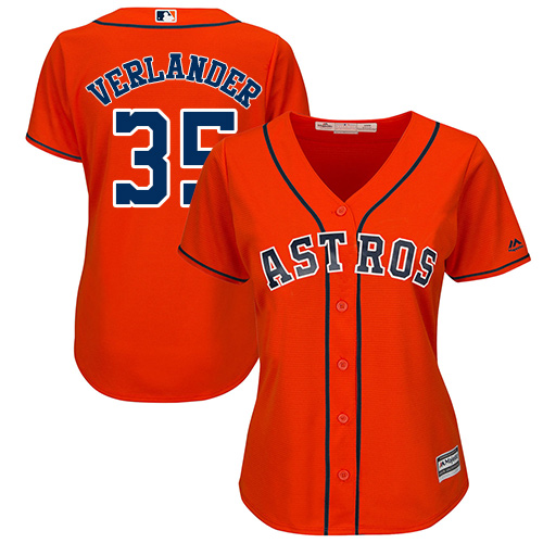 Astros #35 Justin Verlander Orange Alternate Women's Stitched MLB Jersey Astros #35 Justin Verlander Orange Alternate Women's Stitched MLB Jersey