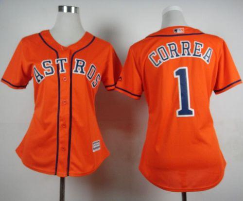 Astros #1 Carlos Correa Orange Alternate Women's Stitched MLB Jersey Astros #1 Carlos Correa Orange Alternate Women's Stitched MLB Jersey