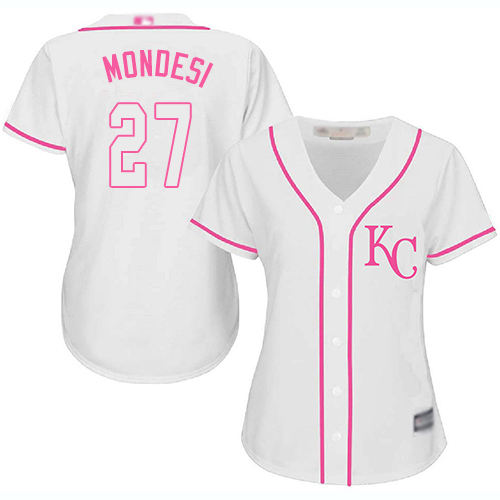 Royals #27 Raul Mondesi White/Pink Fashion Women's Stitched MLB Jersey Royals #27 Raul Mondesi White/Pink Fashion Women's Stitched MLB Jersey