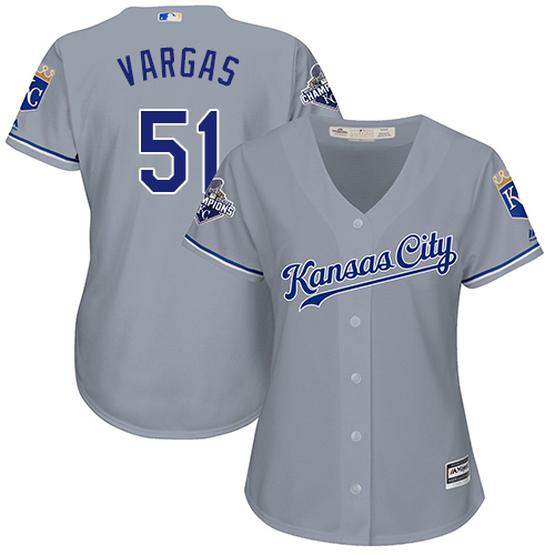 Royals #51 Jason Vargas Grey Road Women's Stitched MLB Jersey Royals #51 Jason Vargas Grey Road Women's Stitched MLB Jersey