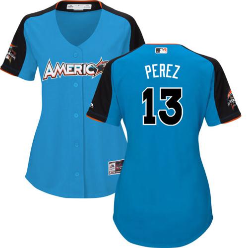 Royals #13 Salvador Perez Blue 2017 All-Star American League Women's Stitched MLB Jersey Royals #13 Salvador Perez Blue 2017 All-Star American League Women's Stitched MLB Jersey