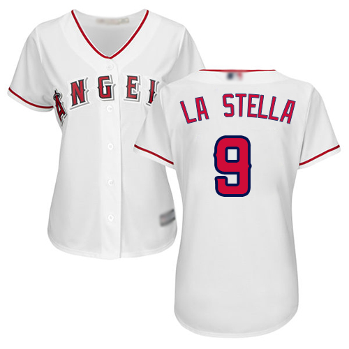 Angels #9 Tommy La Stella White Home Women's Stitched MLB Jersey Angels #9 Tommy La Stella White Home Women's Stitched MLB Jersey