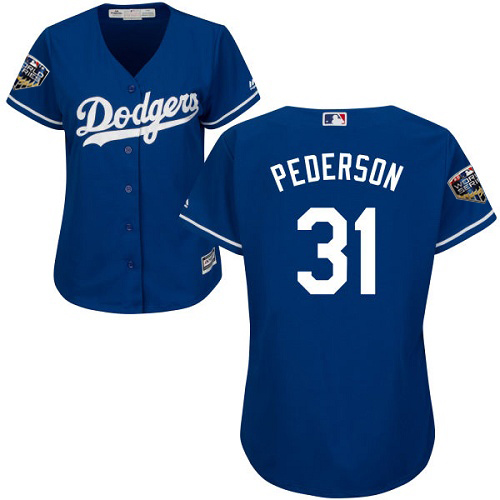 Dodgers #31 Joc Pederson Blue Alternate 2018 World Series Women's Stitched MLB Jersey Dodgers #31 Joc Pederson Blue Alternate 2018 World Series Women's Stitched MLB Jersey