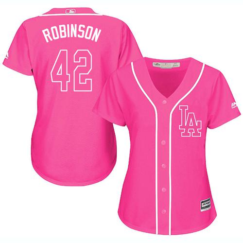 Dodgers #42 Jackie Robinson Pink Fashion Women's Stitched MLB Jersey Dodgers #42 Jackie Robinson Pink Fashion Women's Stitched MLB Jersey