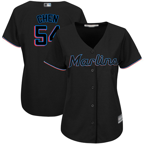 Marlins #54 Wei-Yin Chen Black Alternate Women's Stitched MLB Jersey Marlins #54 Wei-Yin Chen Black Alternate Women's Stitched MLB Jersey