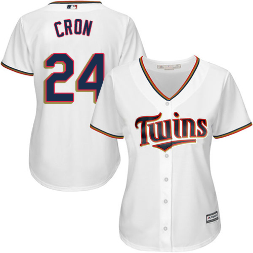 Twins #24 C.J. Cron White Home Women's Stitched MLB Jersey Twins #24 C.J. Cron White Home Women's Stitched MLB Jersey