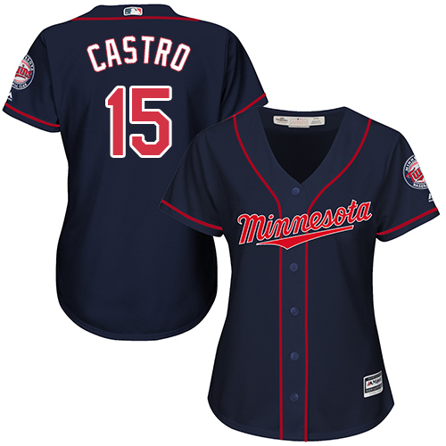 Twins #15 Jason Castro Navy Blue Alternate Women's Stitched MLB Jersey Twins #15 Jason Castro Navy Blue Alternate Women's Stitched MLB Jersey