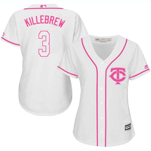 Twins #3 Harmon Killebrew White/Pink Fashion Women's Stitched MLB Jersey Twins #3 Harmon Killebrew White/Pink Fashion Women's Stitched MLB Jersey