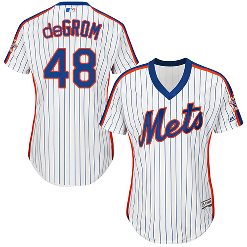 Mets #48 Jacob deGrom White(Blue Strip) Alternate Women's Stitched MLB Jersey Mets #48 Jacob deGrom White(Blue Strip) Alternate Women's Stitched MLB Jersey