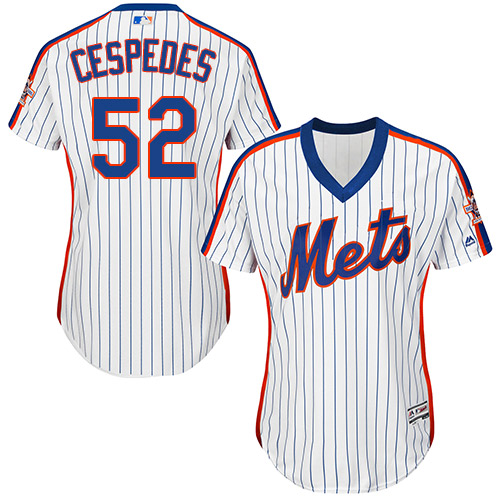 Mets #52 Yoenis Cespedes White(Blue Strip) Alternate Women's Stitched MLB Jersey Mets #52 Yoenis Cespedes White(Blue Strip) Alternate Women's Stitched MLB Jersey