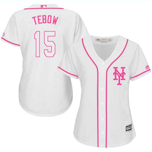 Mets #15 Tim Tebow White/Pink Fashion Women's Stitched MLB Jersey Mets #15 Tim Tebow White/Pink Fashion Women's Stitched MLB Jersey
