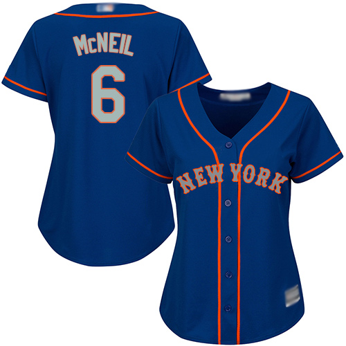 Mets #6 Jeff McNeil Blue(Grey NO.) Alternate Women's Stitched MLB Jersey Mets #6 Jeff McNeil Blue(Grey NO.) Alternate Women's Stitched MLB Jersey
