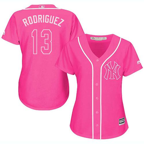 Yankees #13 Alex Rodriguez Pink Fashion Women's Stitched MLB Jersey Yankees #13 Alex Rodriguez Pink Fashion Women's Stitched MLB Jersey
