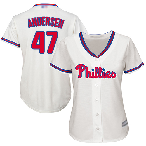 Phillies #47 Larry Andersen Cream Alternate Women's Stitched MLB Jersey Phillies #47 Larry Andersen Cream Alternate Women's Stitched MLB Jersey