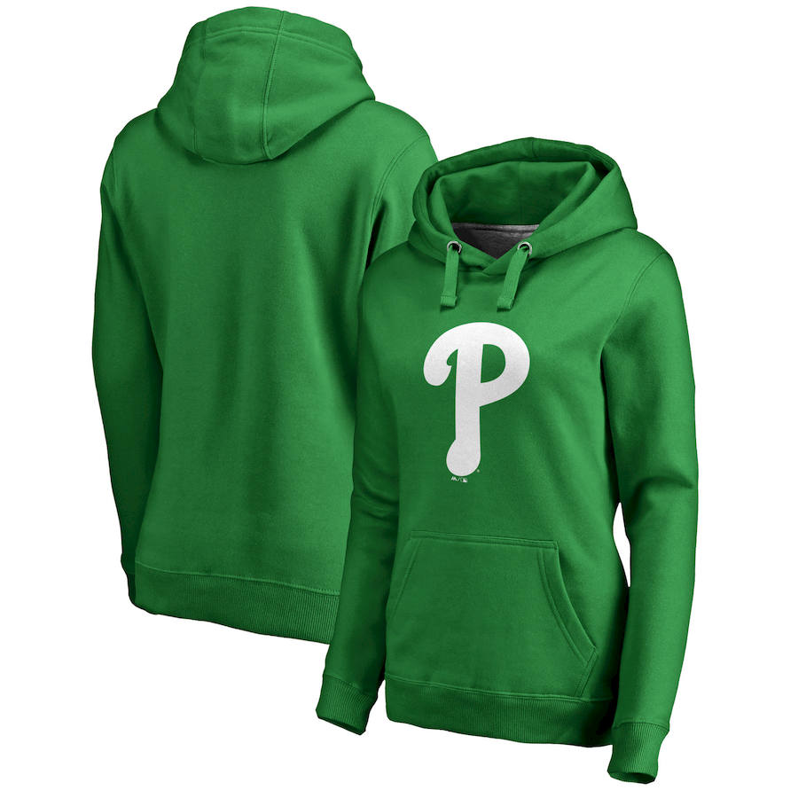 Philadelphia Phillies Majestic Women's St. Patrick's Day White Logo Pullover Hoodie Kelly Green Philadelphia Phillies Majestic Women's St. Patrick's Day White Logo Pullover Hoodie Kelly Green