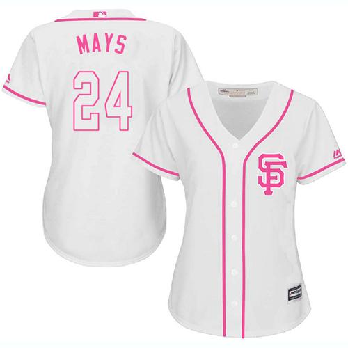 Giants #24 Willie Mays White/Pink Fashion Women's Stitched MLB Jersey Giants #24 Willie Mays White/Pink Fashion Women's Stitched MLB Jersey