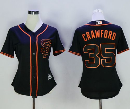 Giants #35 Brandon Crawford Black Alternate Women's Stitched MLB Jersey Giants #35 Brandon Crawford Black Alternate Women's Stitched MLB Jersey