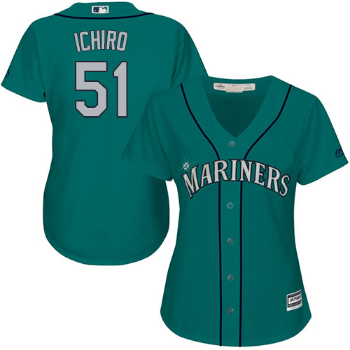 Mariners #51 Ichiro Suzuki Green Alternate Women's Stitched MLB Jersey Mariners #51 Ichiro Suzuki Green Alternate Women's Stitched MLB Jersey