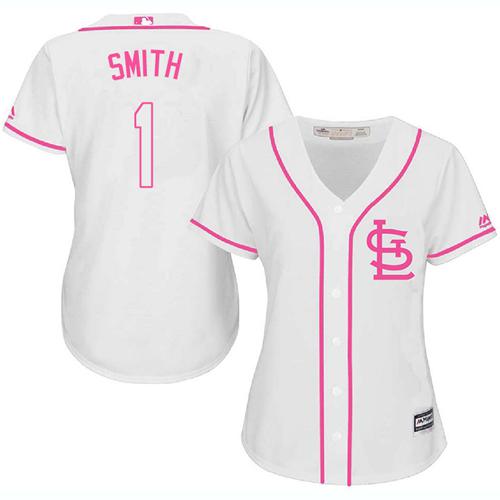 Cardinals #1 Ozzie Smith White/Pink Fashion Women's Stitched MLB Jersey Cardinals #1 Ozzie Smith White/Pink Fashion Women's Stitched MLB Jersey