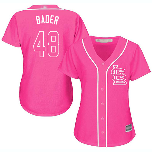 Cardinals #48 Harrison Bader Pink Fashion Women's Stitched MLB Jersey Cardinals #48 Harrison Bader Pink Fashion Women's Stitched MLB Jersey
